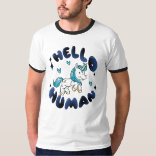 T-shirt Bonjour humain Licorne adorable