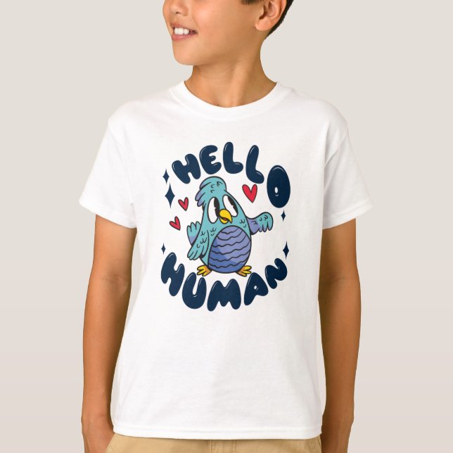 T-shirt Bonjour humain mignon oiseau (Devant)