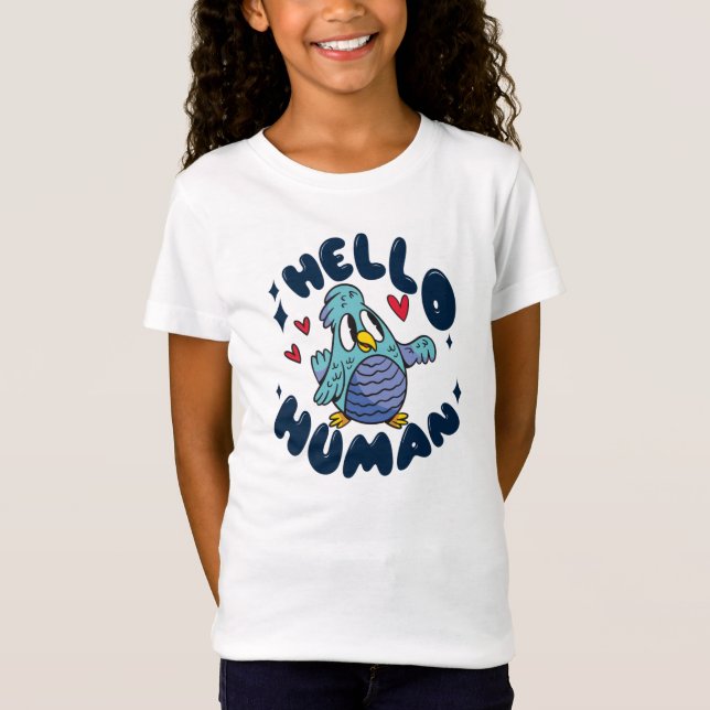 T-Shirt Bonjour humain oiseau mignon (Devant)