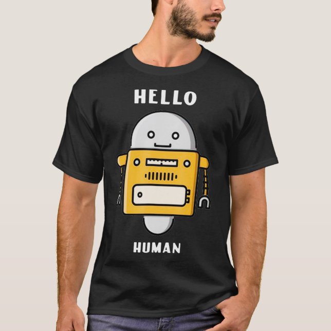 T-shirt Bonjour Human Robotics Robot Retro Bot Cyborg Vint (Devant)
