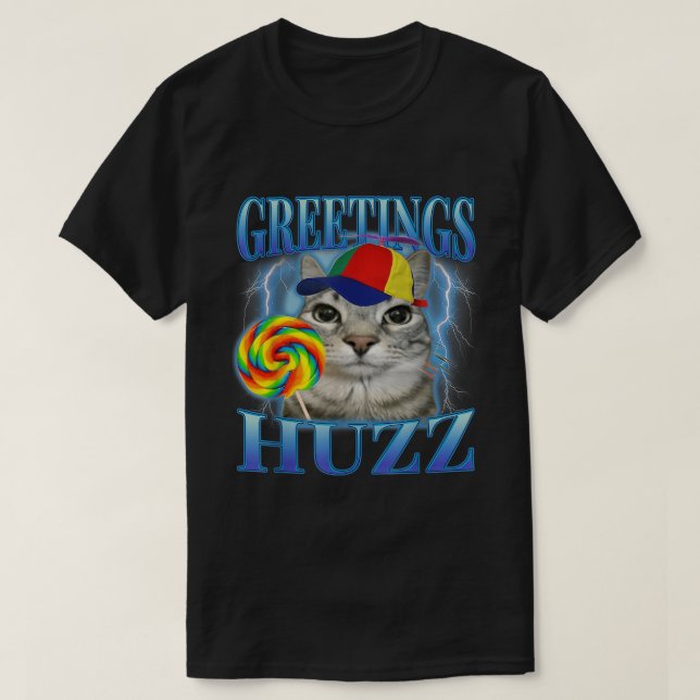 T-shirt Bonjour Huzz Lollipop Cat Meme (Design devant)