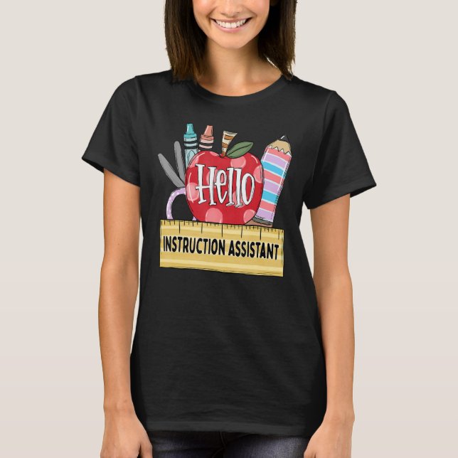 T-shirt Bonjour Instruction Assistan Apple enseignant (Devant)