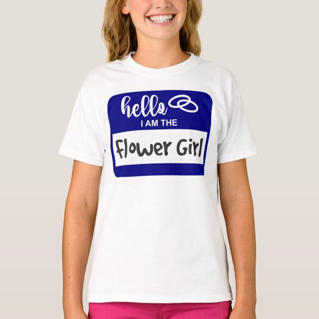 T-shirt Bonjour Je suis la Flower Girl Mariage Nom Badge (Devant)
