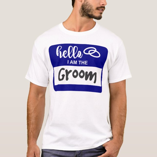 T-shirt Bonjour Je suis le Mariage Groom Nom Badge (Devant)