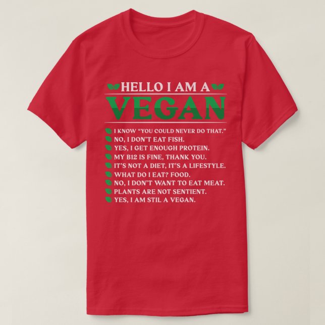 T-shirt Bonjour, je suis un Vegan (Design devant)