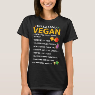 T-shirt Bonjour Je Suis Vegan Vegetable Plante Alimenté