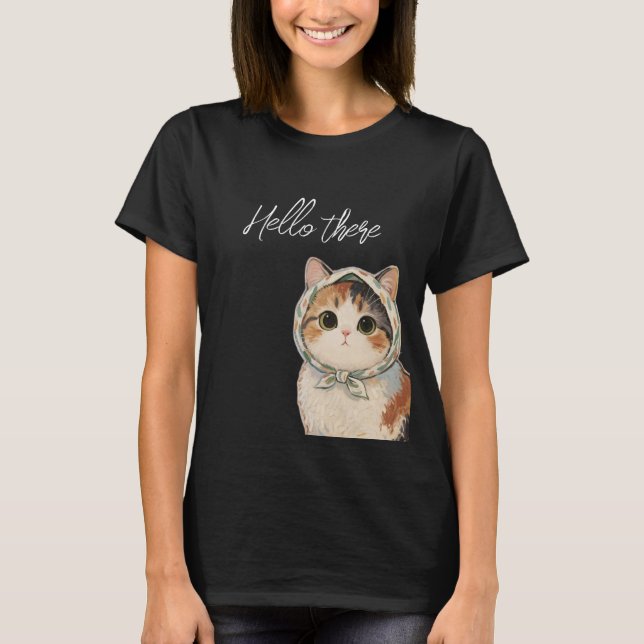 T-shirt Bonjour joli chat  (Devant)