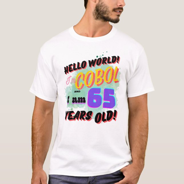 T-shirt Bonjour le monde le langage de programmation Cobol (Devant)