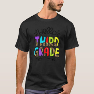 T-shirt Bonjour Leopard De Troisième Année Retour À L'Écol