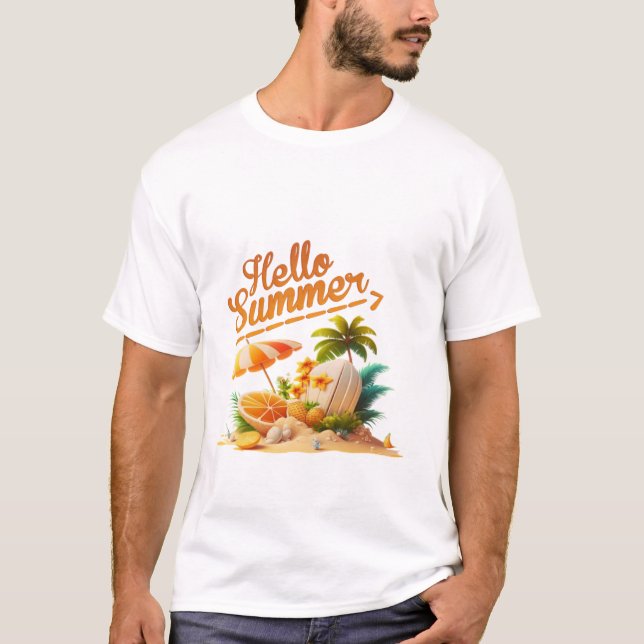 T-shirt Bonjour l'illustration estivale (Devant)