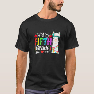 T-shirt Bonjour Llama Cinquième Année Retour À L'École Pre