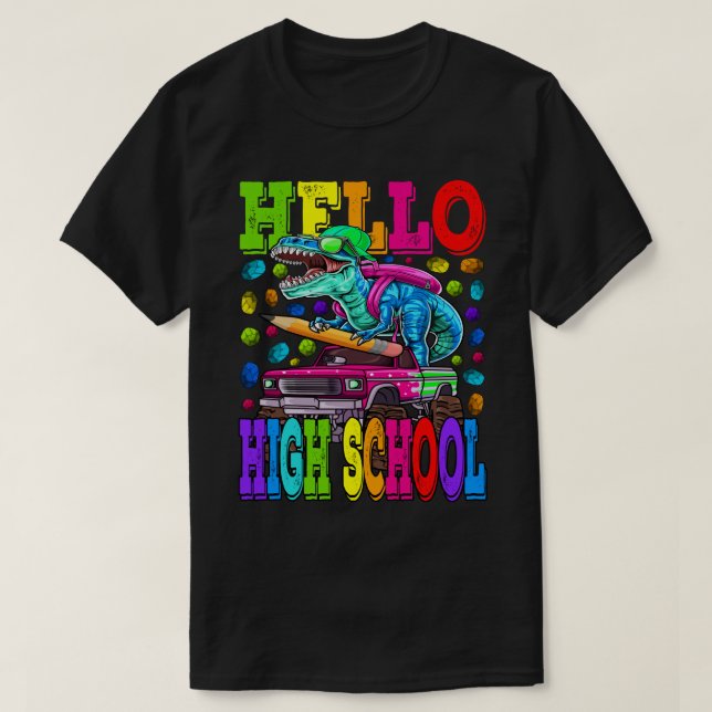 T-shirt Bonjour Lycée Monster Camion Dinosaur Retour À S (Design devant)