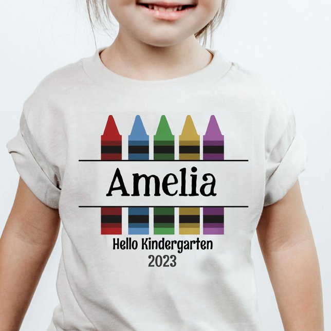 T-Shirt Bonjour maternelle Crayon Retour à l'école Nom de  (Créateur téléchargé)