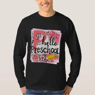 T-shirt Bonjour Maternelle Leopard Pencil Retour À L'École