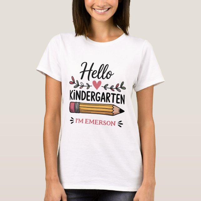 T-shirt Bonjour Maternelle Personnalisée Retour À L'École (Devant)
