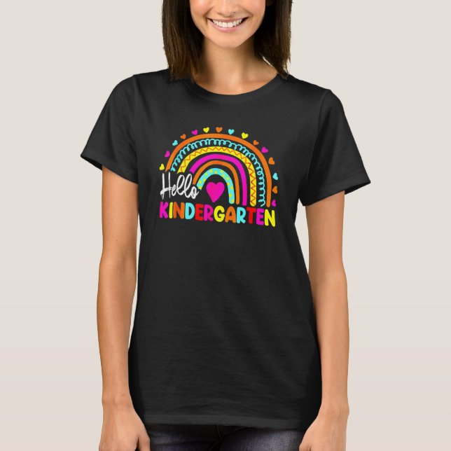 T-shirt Bonjour Maternelle Rainbow Retour À L'École Enseig (Devant)