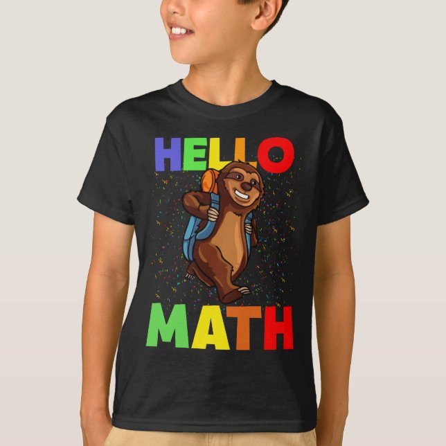 T-shirt Bonjour Math Sloth Retour À L'École (Devant)