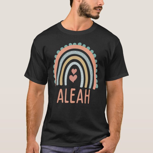 T-shirt Bonjour Mon Nom Est ALEAH Rainbow Name Custome Pré (Devant)