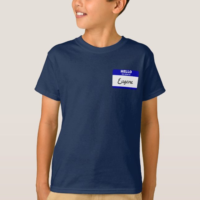 T-shirt Bonjour mon nom est Eugene (bleu) (Devant)