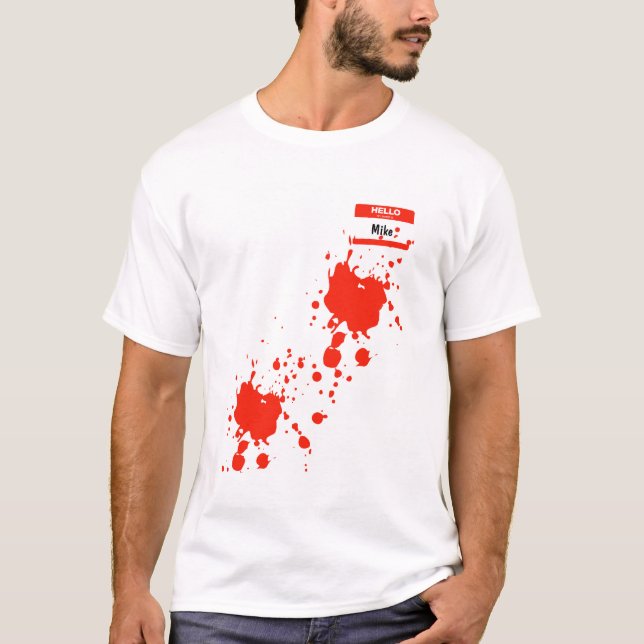 T-shirt "Bonjour Mon Nom Est" Nom Balise Costume Halloween (Devant)