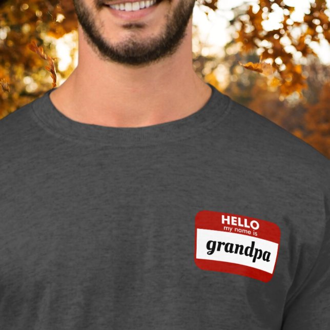 T-shirt "Bonjour Mon Nom Est" Reveille Personnalisée De Gr ("hello my name is" grandpa grandparent pregnancy reveal tshirt gift pregnancy announcement funny)