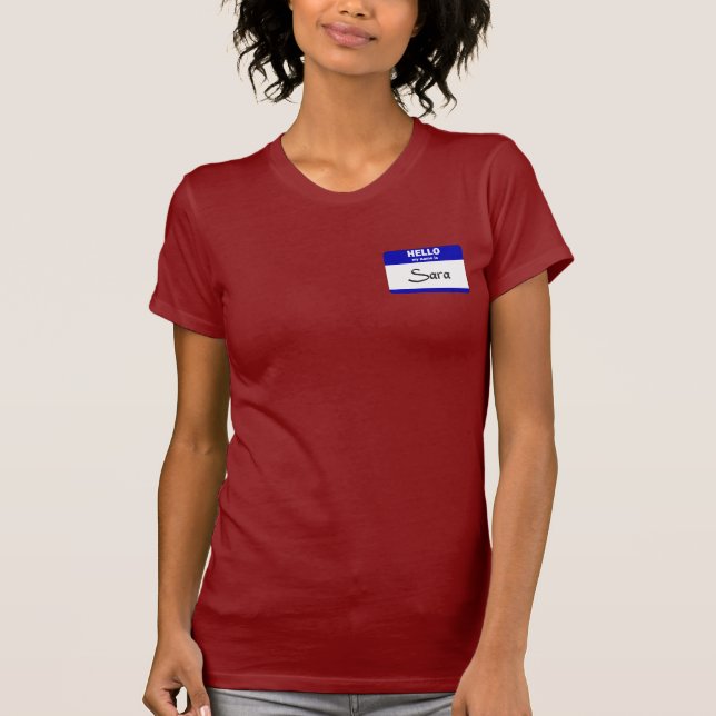 T-shirt Bonjour mon nom est Sara (bleue) (Devant)