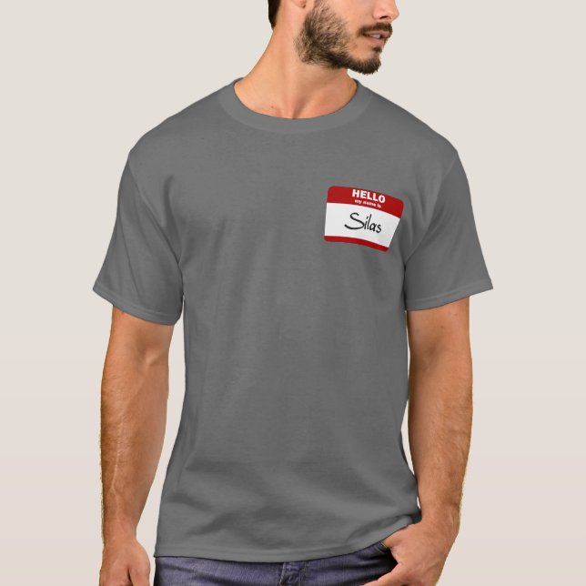 T-shirt Bonjour mon nom est Silas (rouge) (Devant)