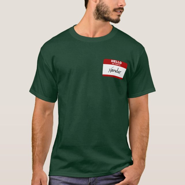 T-shirt Bonjour mon nom est Xander (rouge) (Devant)