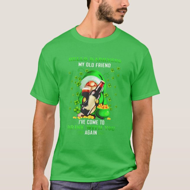 T-shirt Bonjour-Mon-Vieux-Ami-Ténèbres Gnome Bière St Patr (Devant)