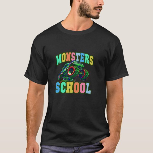 T-shirt Bonjour MONSTER Trucks ACADEMY Regarder vers Scho (Devant)