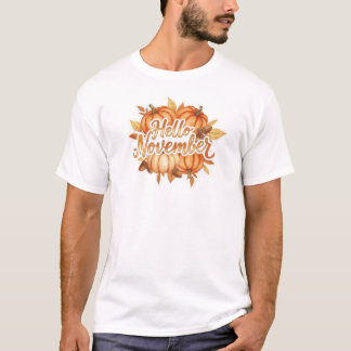 T-shirt Bonjour Novembre - Conception Automne Cosy