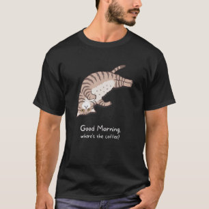 T-shirt Bonjour Où est le café  Café Chat  1
