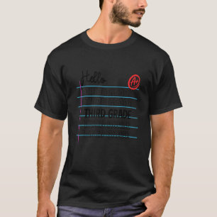 T-shirt Bonjour papier ligné de troisième année Retour à