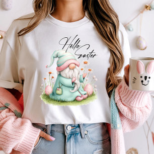 T-shirt Bonjour Pâques Gnome Tee, Fleur sauvage chaleureux