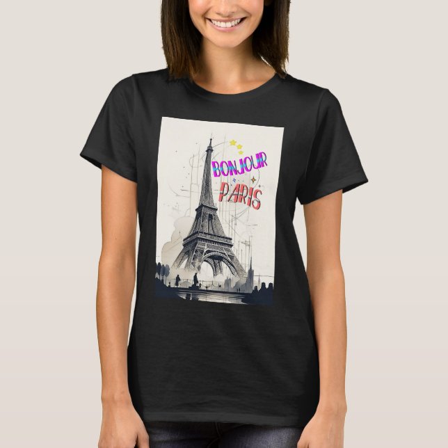 T-shirt Bonjour Paris coloré (Devant)