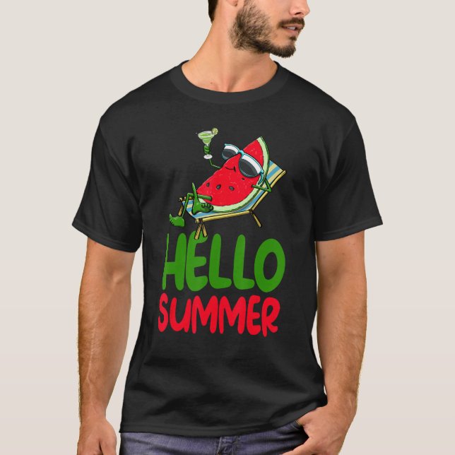 T-shirt Bonjour Pastèque d'Été  Les Femmes Aiment le Melon (Devant)