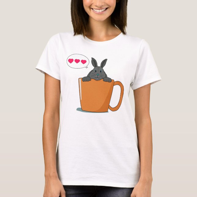 T-shirt Bonjour petit lapin gris (Devant)