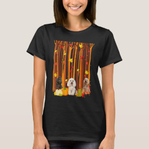 T-shirt Bonjour Poodle Automne Feuille d'érable Automne Ci