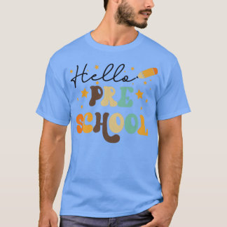 T-SHIRT BONJOUR PRÉ-ÉCOLE, ENSEIGNANT, ENFANTS RETOUR À L'