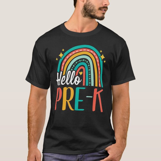 T-shirt Bonjour Pré K Arc-en-ciel pour les enseignants Étu (Devant)