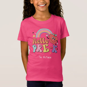T-Shirt Bonjour Pré-K Colorful Élémentaire École rose