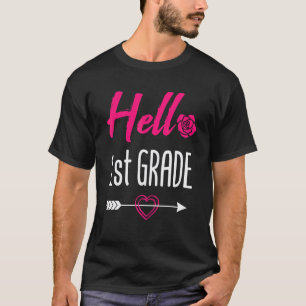 T-shirt Bonjour Première Année Retour À L'école Filles de