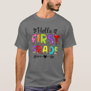 T-shirt Bonjour Première Année Retour À L'École Leopard Ét