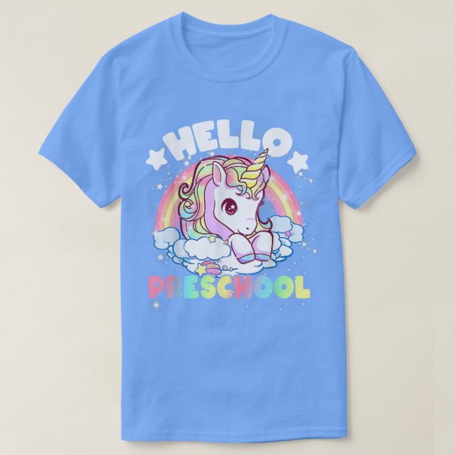 T-shirt Bonjour Preschool Unicorn mignonne Enfants Filles  (Design devant)