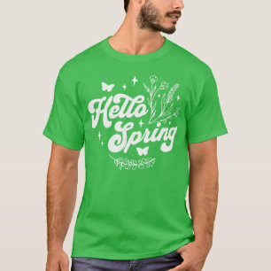 T-shirt Bonjour Printemps Fleur mûre Floral et Butterf