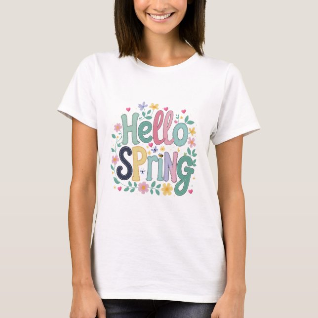 T-shirt Bonjour Printemps pour femmes (Devant)