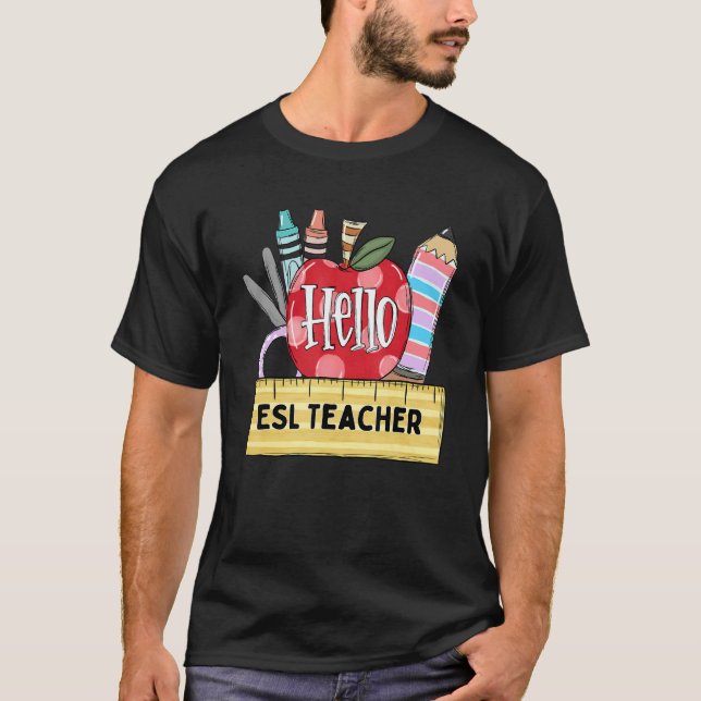 T-shirt Bonjour professeur d'anglais langue seconde profes (Devant)