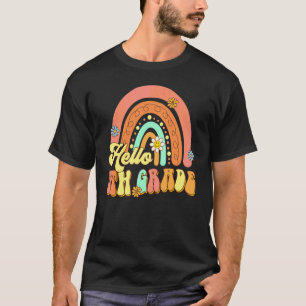 T-shirt Bonjour professeur de 5e année Rétro 70s Arc-en-ci
