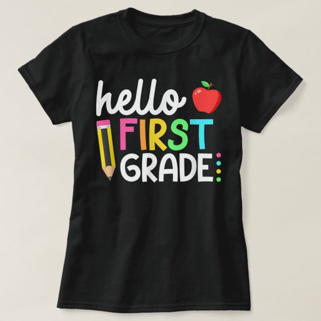 T-shirt Bonjour Professeur de Cours Préparatoire Nœud Papi (Design devant)