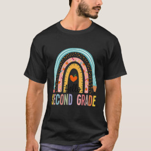 T-shirt Bonjour professeur de deuxième année Boho Rainbow